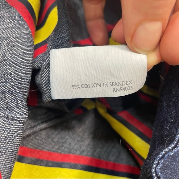 Old Navy Retro Denim Tote 70s 80s Throwback Grosgrain Ribbon Trim & Handles - Picture 9 of 15